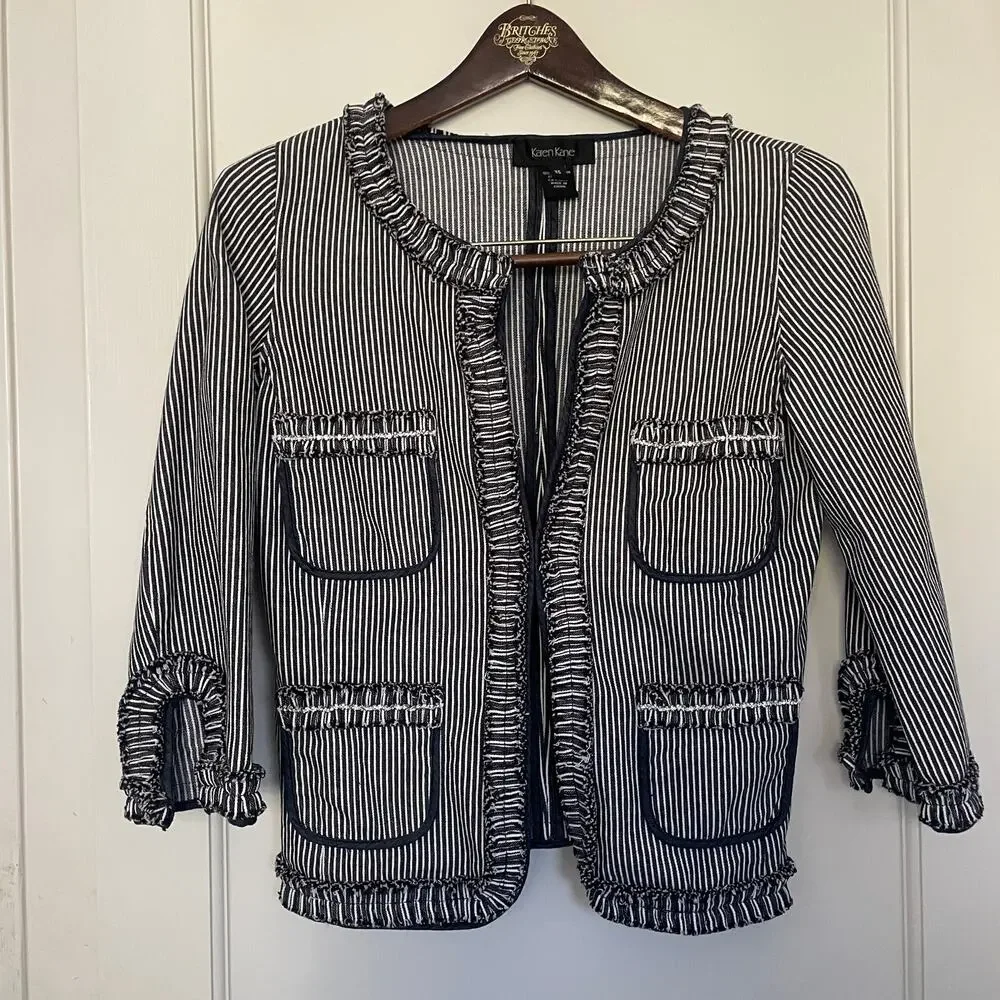 Karen Kane, jacket in size XS Ruffle Fringe with rhinestones - Picture 2 of 10
